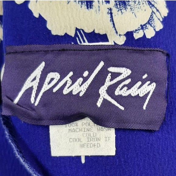 Vintage April Rain Blue Hawaiian Floral Drape Dress Knee Length Size 3 Pin-Up - Picture 11 of 12